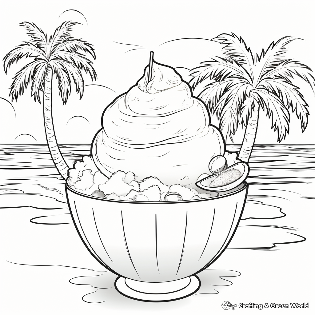 Tropical Coconut Ice Cream Coloring Pages 3
