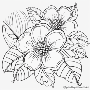 Tropical Exotic Flower Designs Coloring Pages 3