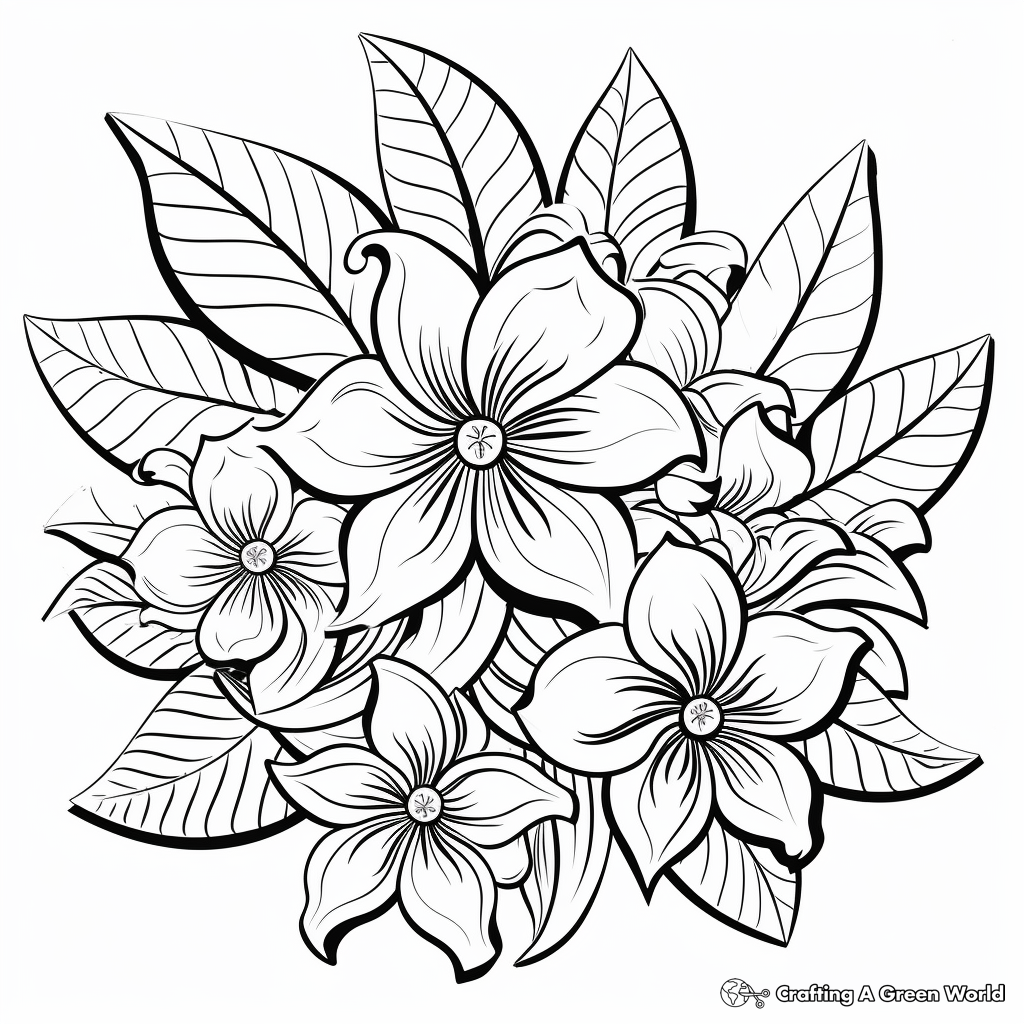 Tropical Exotic Flower Designs Coloring Pages 4