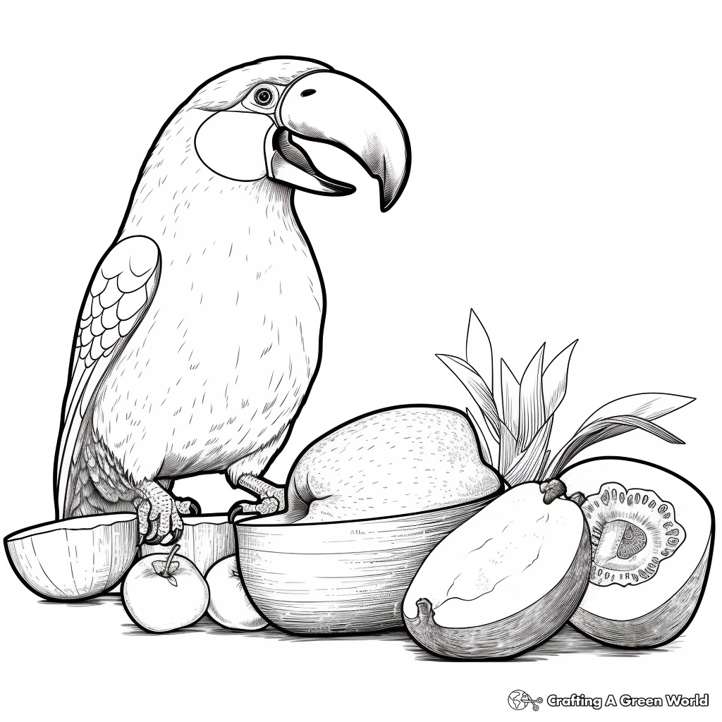 Tropical Fruit-Eating Toucan Coloring Pages 1