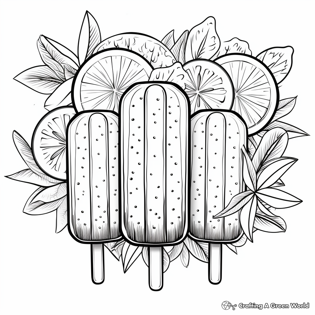 Tropical Fruit Popsicle Coloring Pages 2