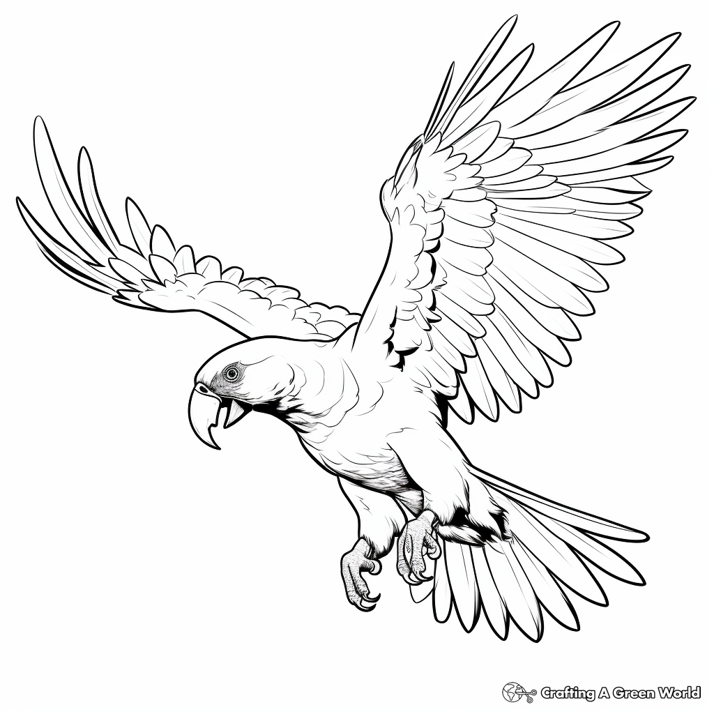 Tropical Green-Winged Macaw Coloring Pages 1