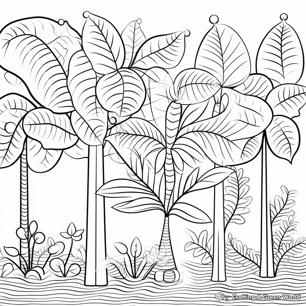 Tropical Rainforest Coffee Plant Coloring Pages 1