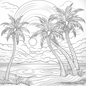 Tropical Sun and Palm Trees Coloring Pages 4