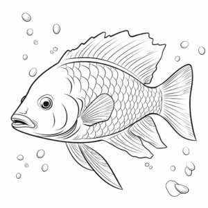 Tropically-Themed Parrotfish Cartoon Coloring Pages 3