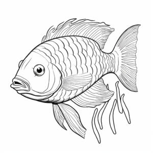 Tropically-Themed Parrotfish Cartoon Coloring Pages 4