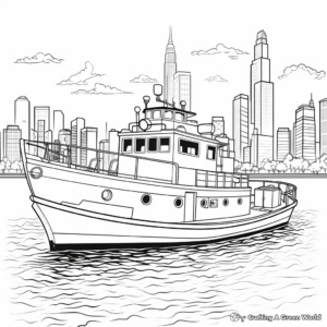 Tugboat at the Harbor Coloring Pages 1