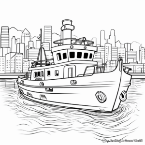 Tugboat at the Harbor Coloring Pages 4