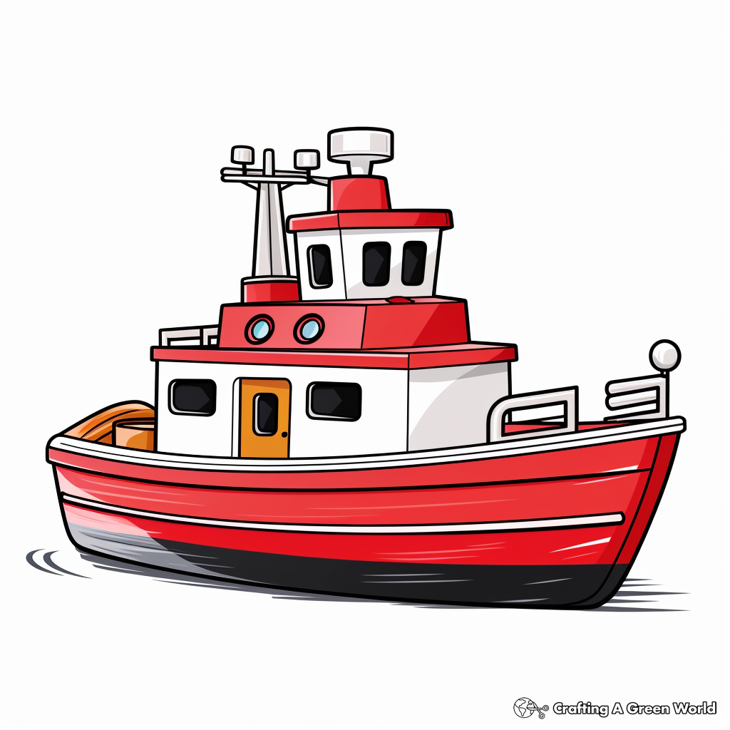 Tugboat At Work Coloring Pages 1