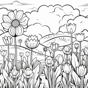 Tulip Garden Designs Coloring Pages 2