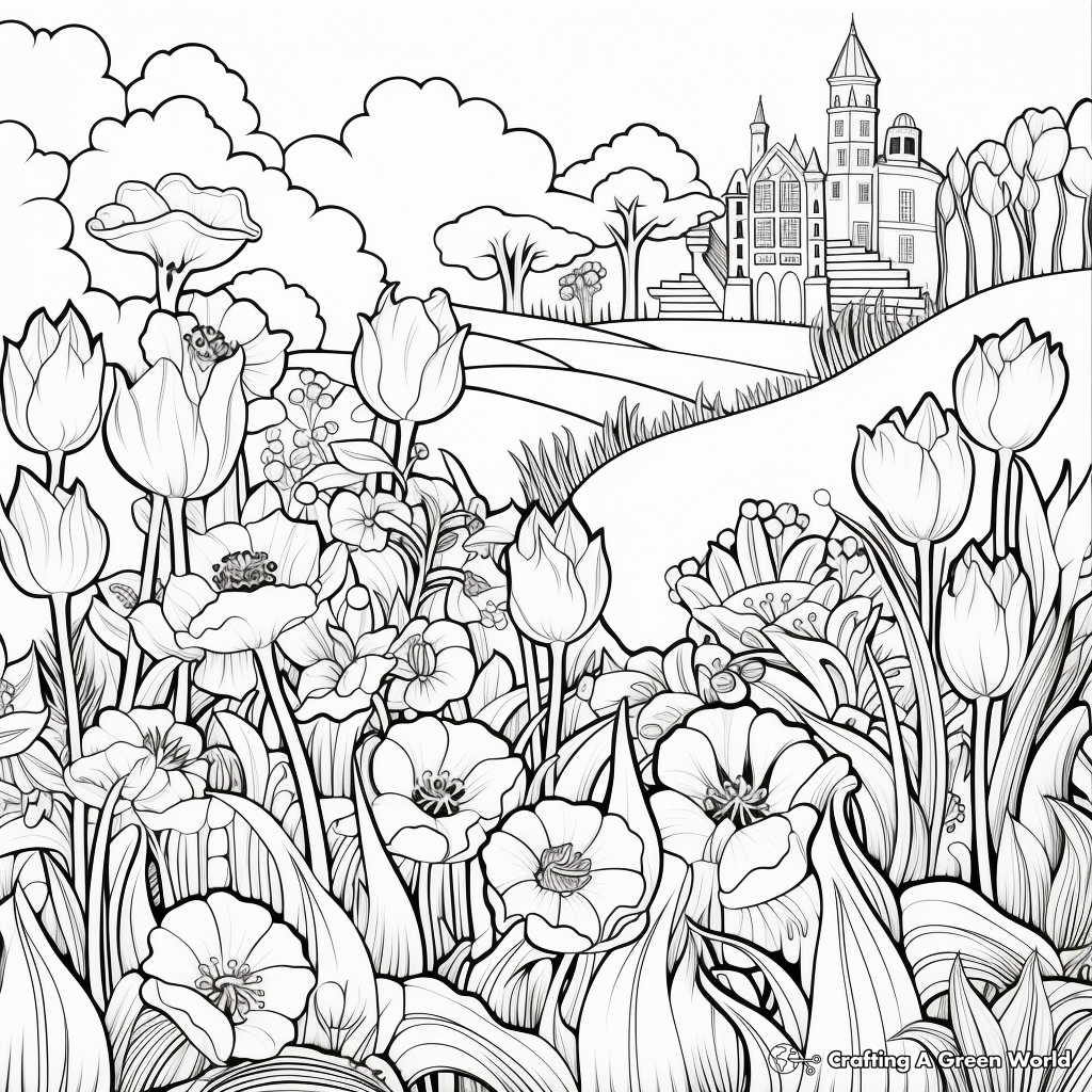 Tulip Garden Designs Coloring Pages 3