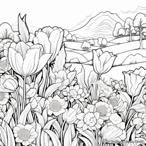 Tulip Garden Designs Coloring Pages 4
