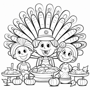Turkey Feast Coloring Pages 1