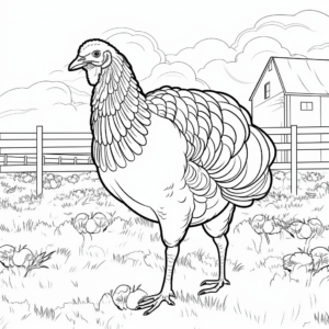 Turkey in the Farm Coloring Pages 2