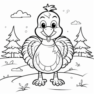 Turkey in Winter Snow Coloring Pages 1
