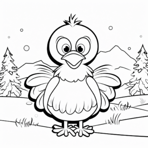 Turkey in Winter Snow Coloring Pages 3