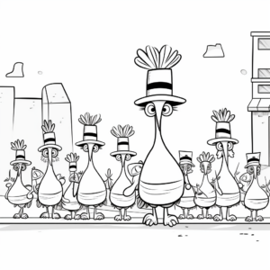 Turkey Parade Coloring Pages 2