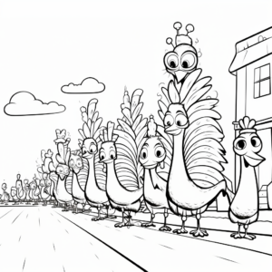 Turkey Parade Coloring Pages 3