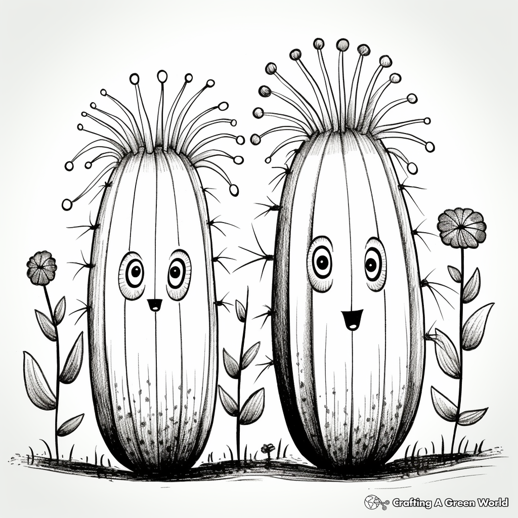 Twin Spined Cactus Rainforest Plant Coloring Pages 1