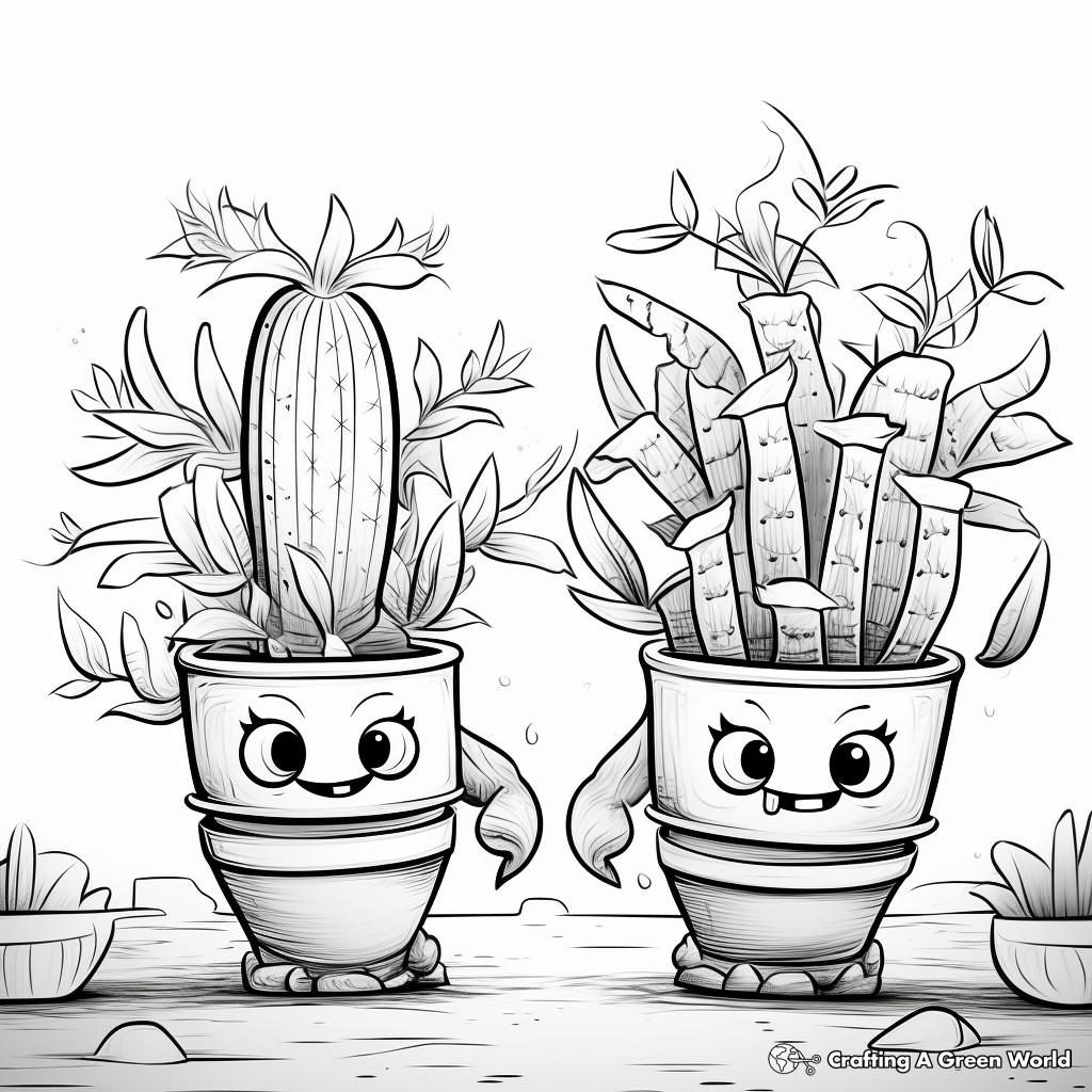 Twin Spined Cactus Rainforest Plant Coloring Pages 3
