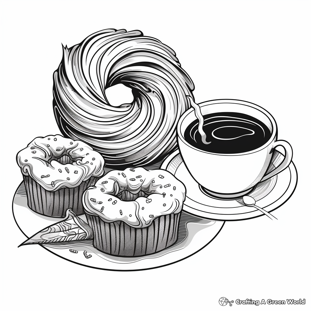 Twisting and Turning Cruller Donut Coloring Pages 3