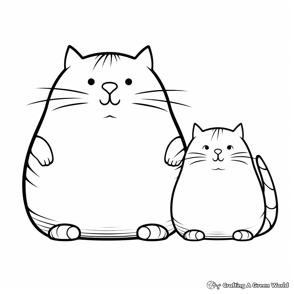 Two Chubby Cats Coloring Pages 1
