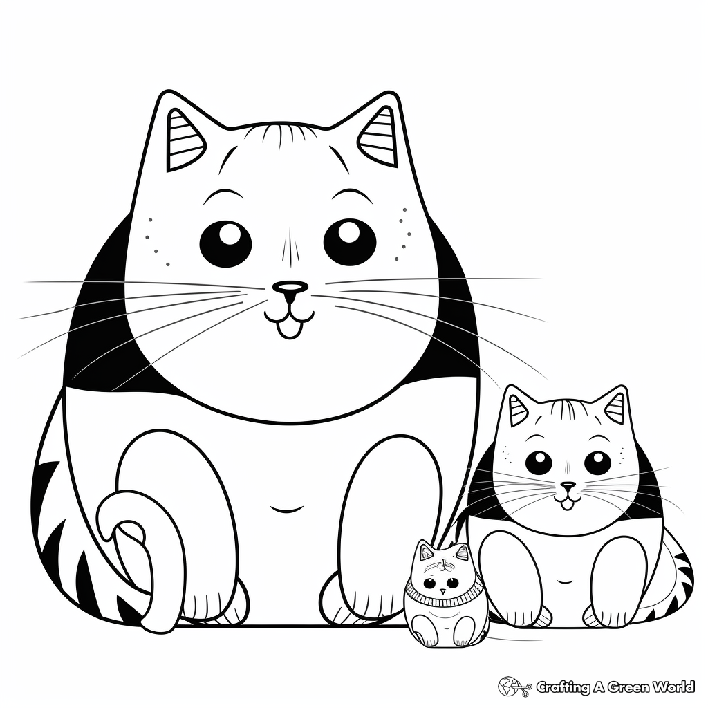 Two Chubby Cats Coloring Pages 2