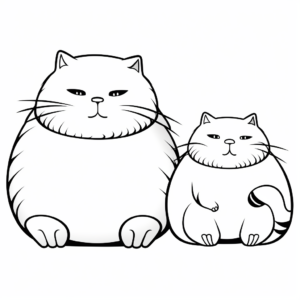 Two Chubby Cats Coloring Pages 3