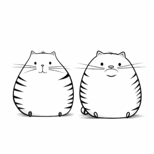 Two Chubby Cats Coloring Pages 4