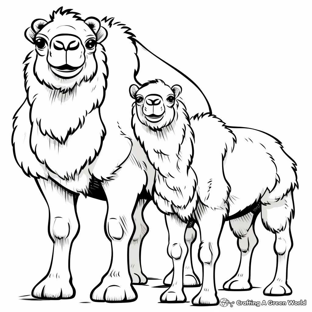 Two-hump Bactrian Camel Coloring Pages 1