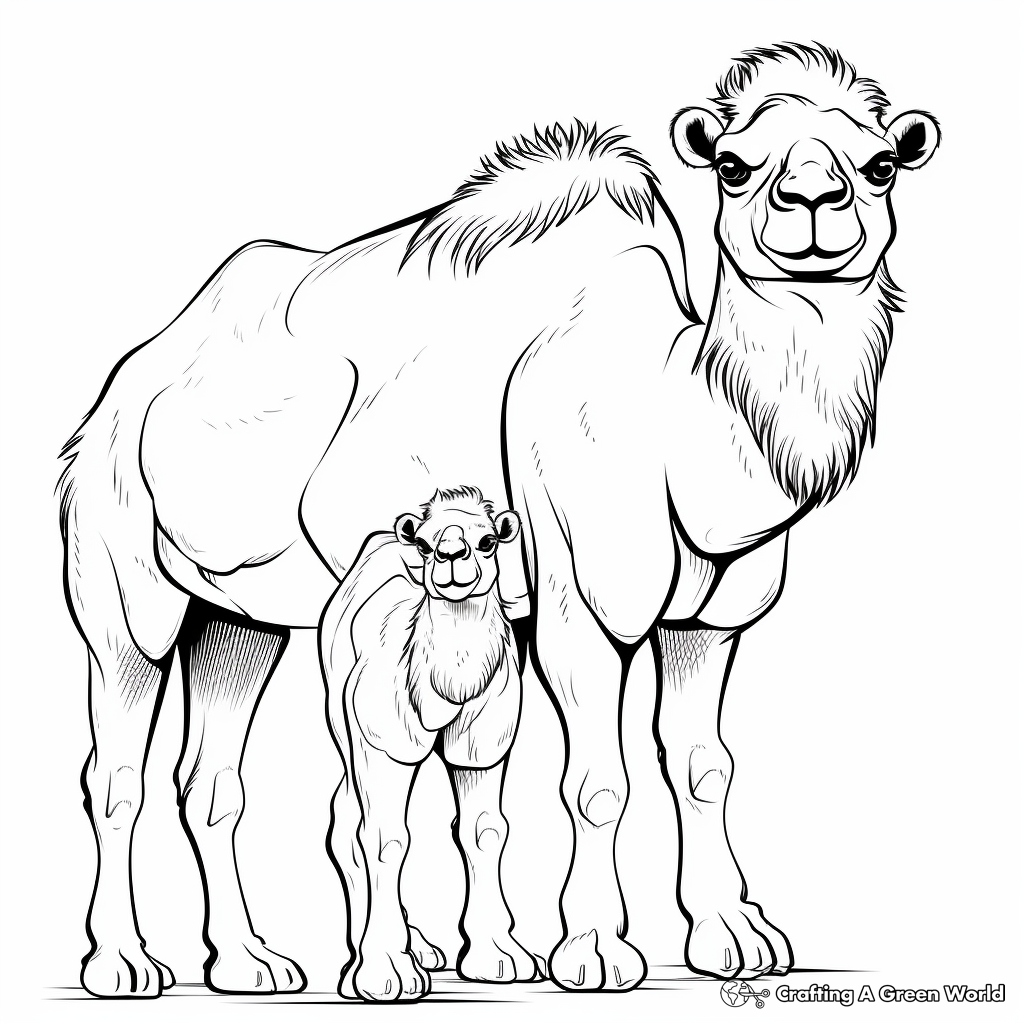 Two-hump Bactrian Camel Coloring Pages 2