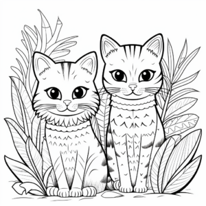 Two Jungle Cats Coloring Pages 1