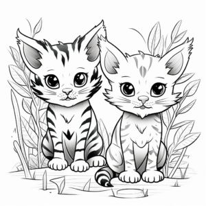 Two Jungle Cats Coloring Pages 2
