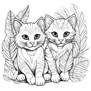 Two Jungle Cats Coloring Pages 3