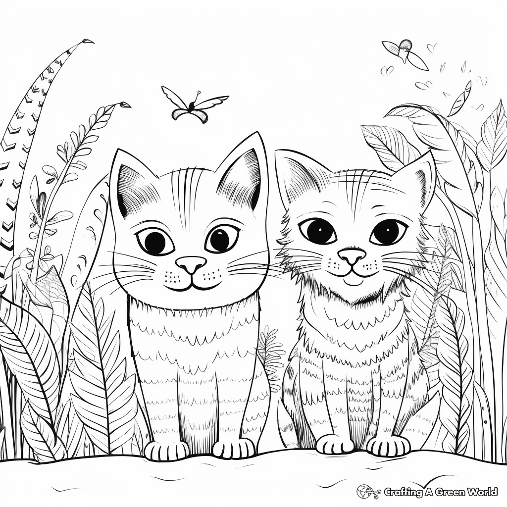 Two Jungle Cats Coloring Pages 4