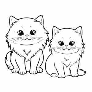 Two Persian Cats Coloring Pages 1