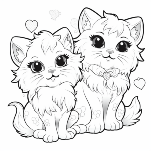Two Persian Cats Coloring Pages 2