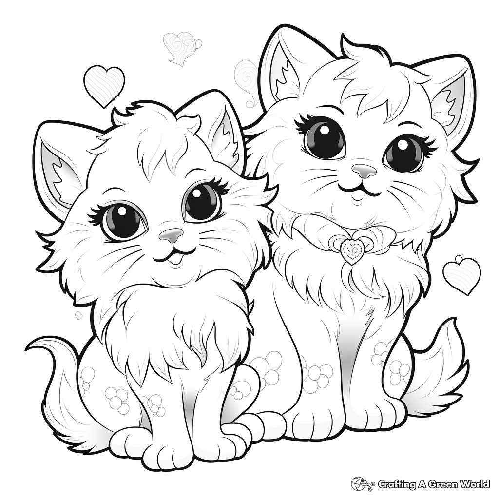 Two Persian Cats Coloring Pages 2