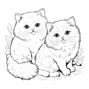 Two Persian Cats Coloring Pages 3