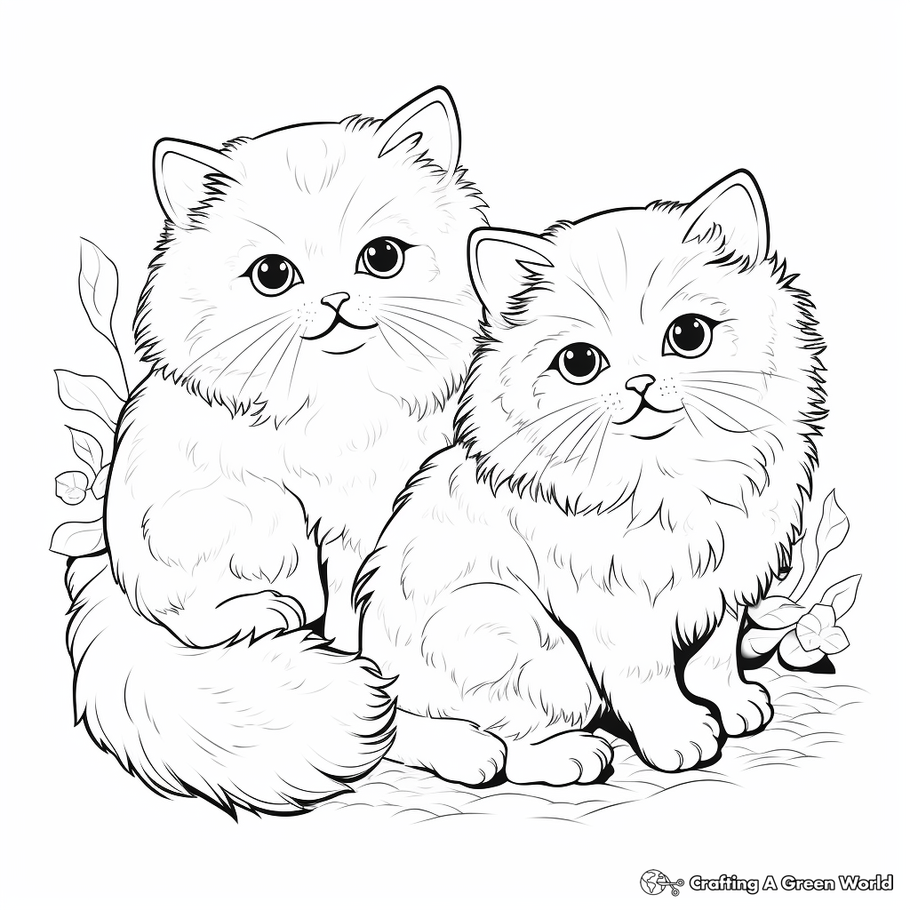 Two Persian Cats Coloring Pages 3