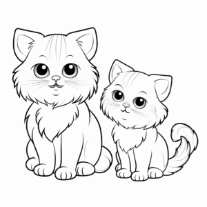 Two Persian Cats Coloring Pages 4