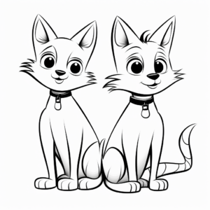 Two Siamese Cats Side by Side Coloring Pages 1