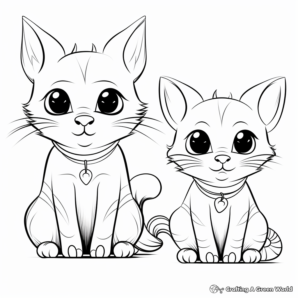 Two Siamese Cats Side by Side Coloring Pages 2