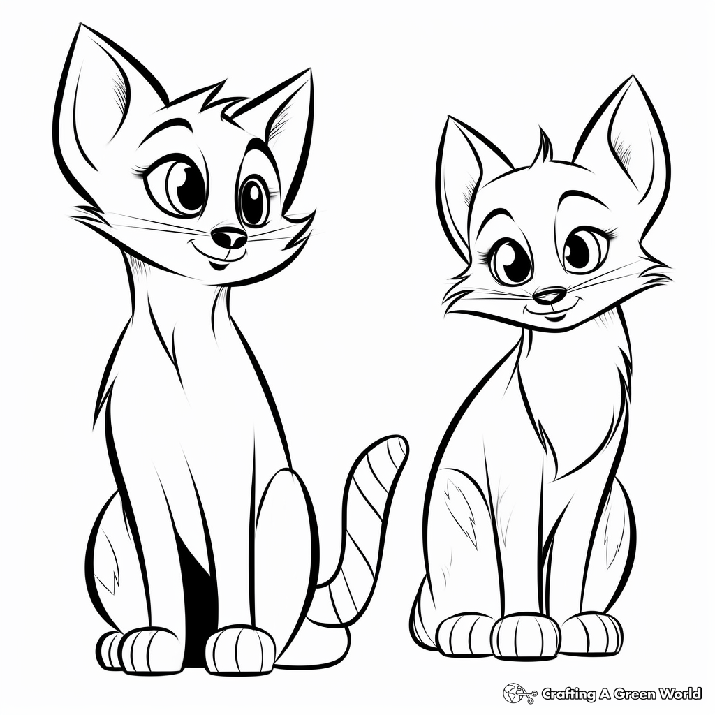 Two Siamese Cats Side by Side Coloring Pages 3