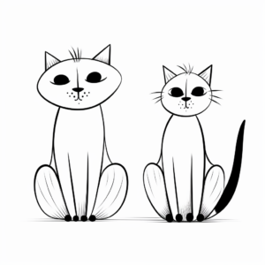 Two Siamese Cats Side by Side Coloring Pages 4
