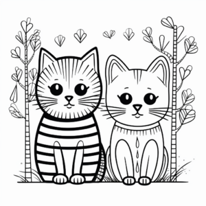 Two Wild Cats in a Forest Coloring Pages 3