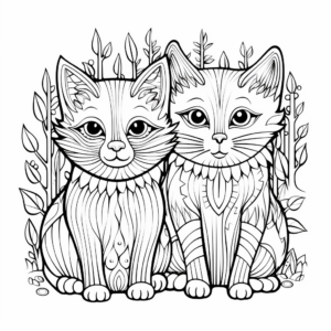 Two Wild Cats in a Forest Coloring Pages 4