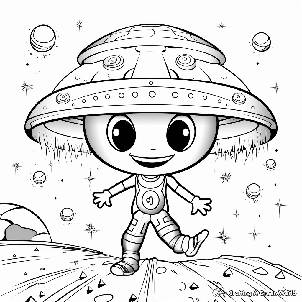 UFO And Alien Coloring Pages Within The Galaxy 4