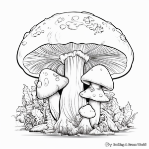 Under-the-Mushroom Coloring Pages of Woodland Creatures 3