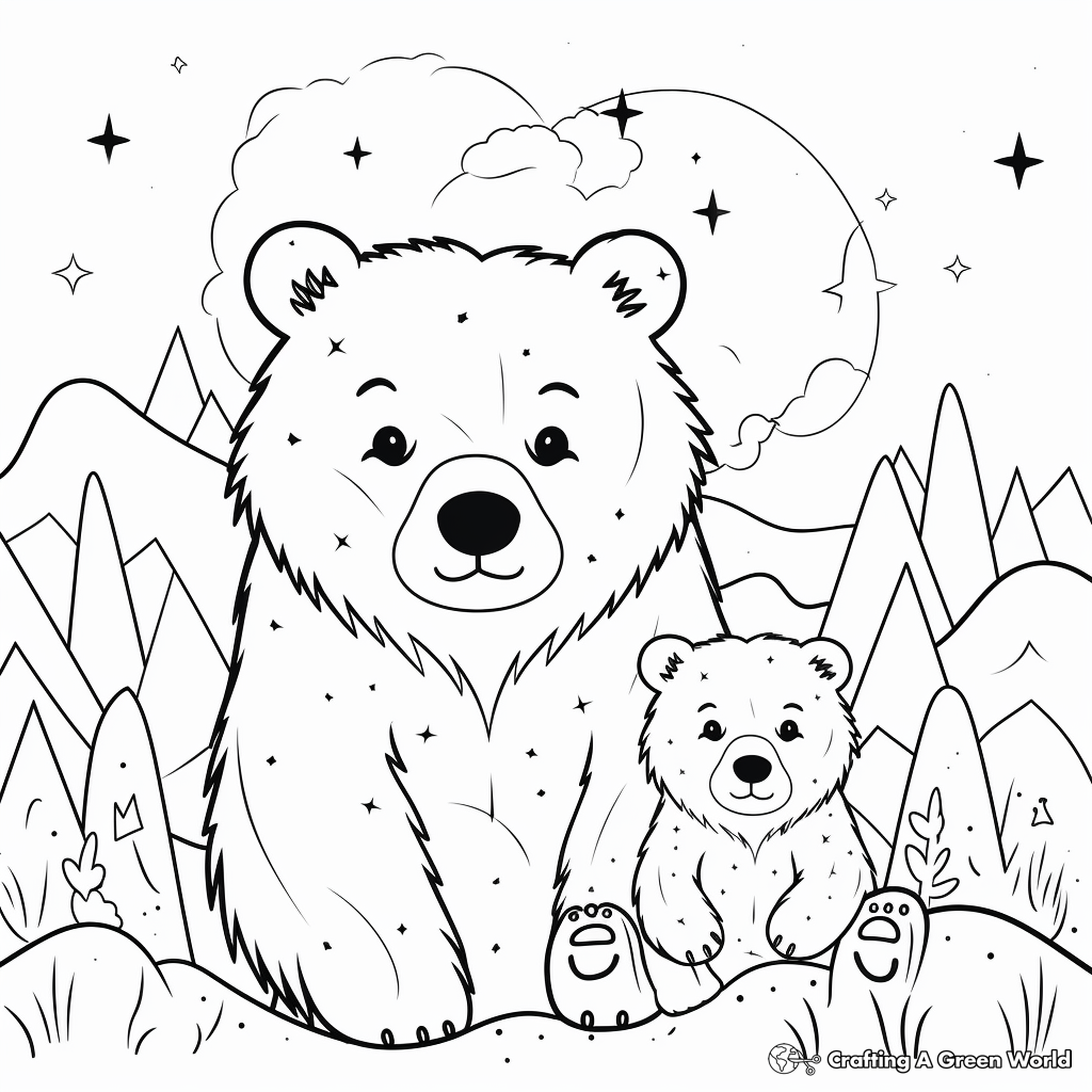Under the Starry Night with Mama Bear Coloring Pages 3